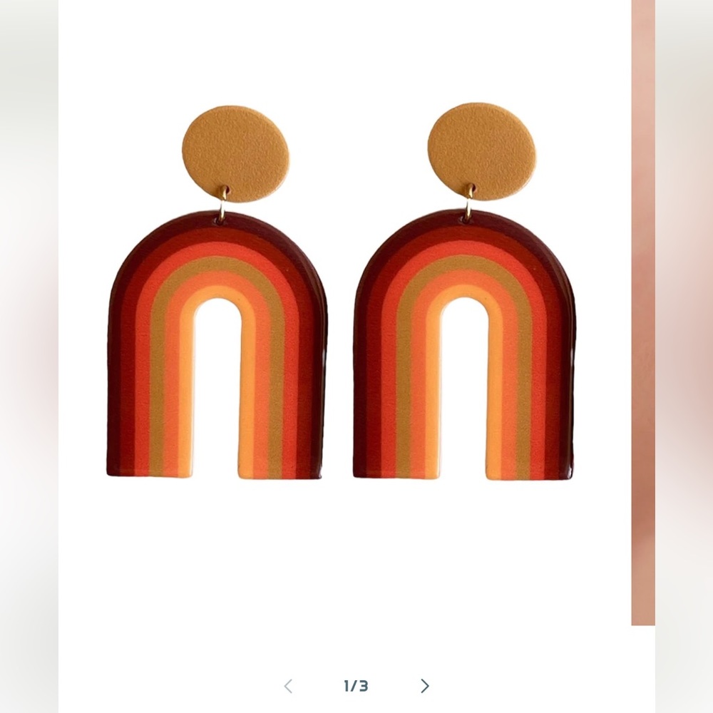 70s Brown Groovy Rainbow Earrings